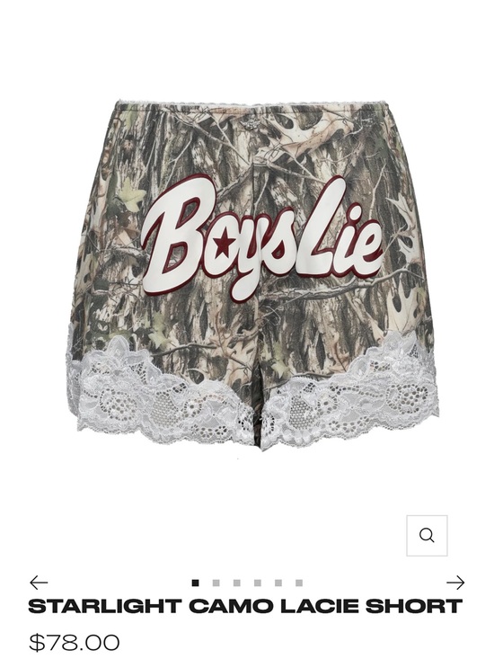Boys Lie Pants - Boys Lie Camo Lacie Shorts - Green Camo with White Lace